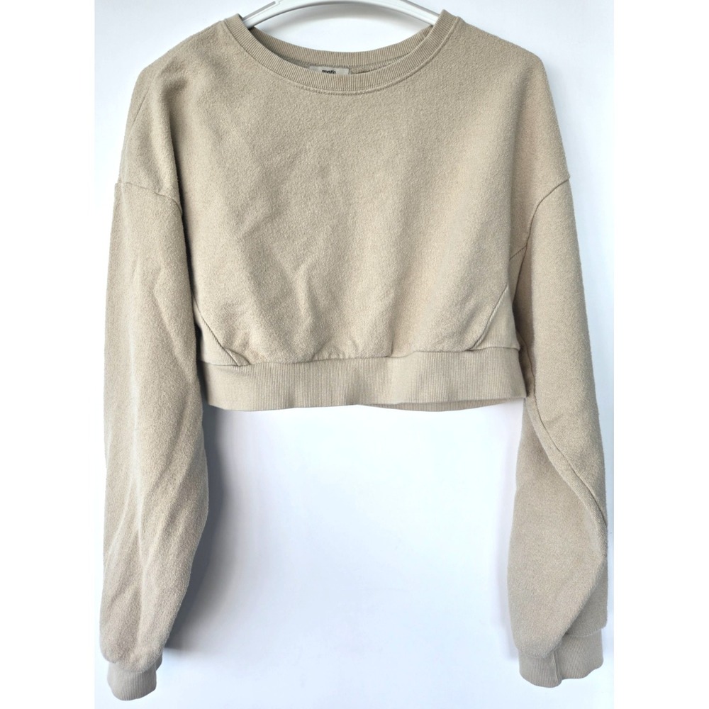 Mystic Top Cropped Long Sleeves Beige Khaki Y2K Grunge Boho Preppy Minimalist